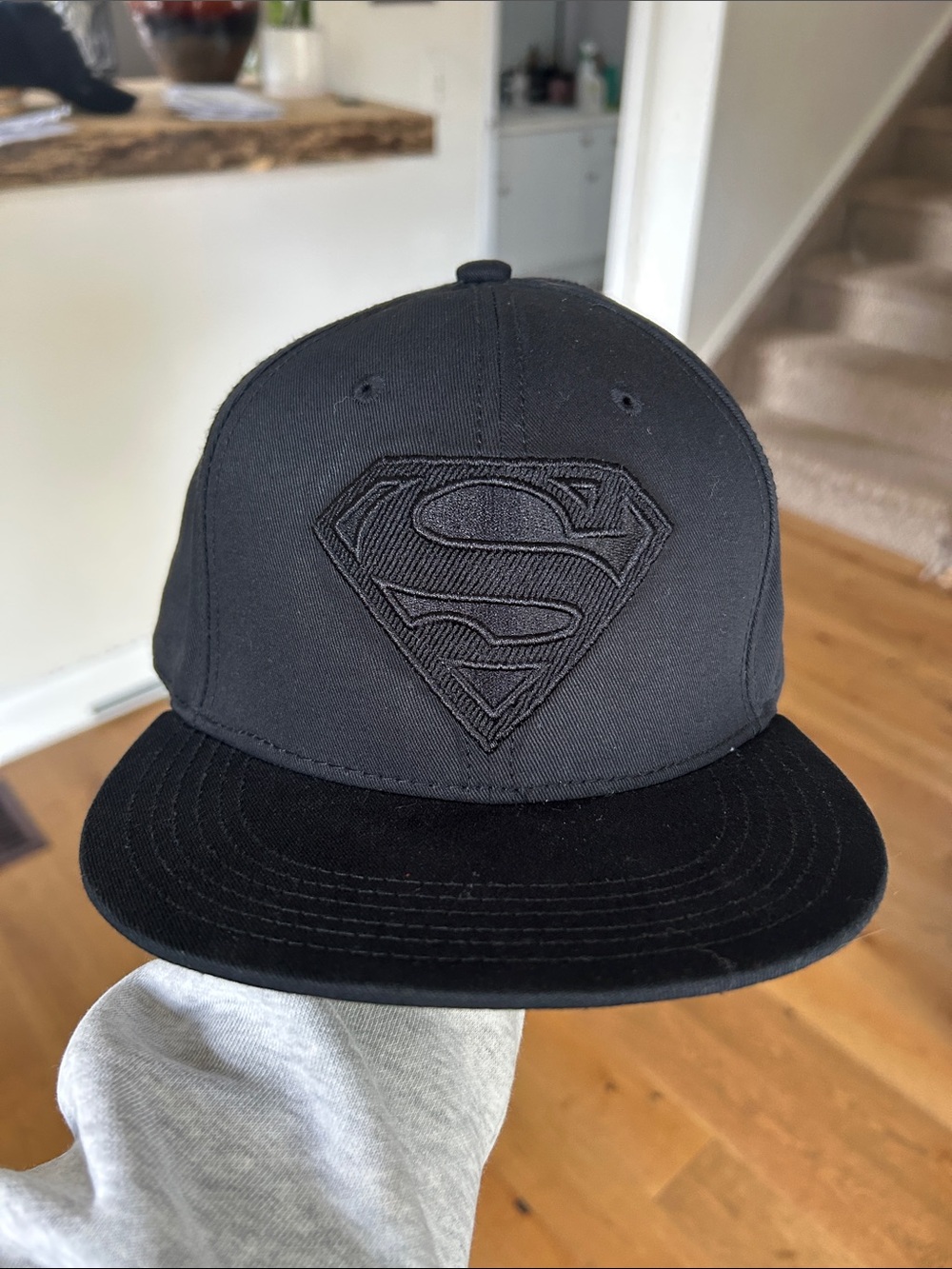 Kids/ adults Black Superman Emblem Snapback Hat